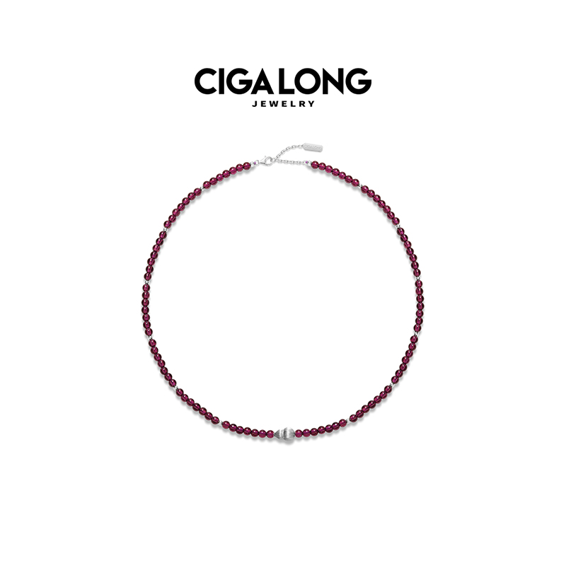 CIGALONG龙梓嘉银丝葫芦葡萄紫石榴石项链手串珠落玉盘新中式珠宝