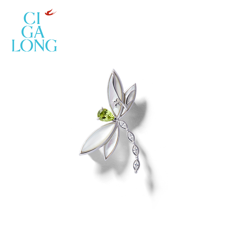 CIGALONG龙梓嘉蜻蜓橄榄石胸针耳钉戒指新品系列原创新中式珠宝
