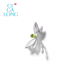 珠宝 CIGALONG龙梓嘉蜻蜓橄榄石胸针耳钉戒指原创新中式 新品