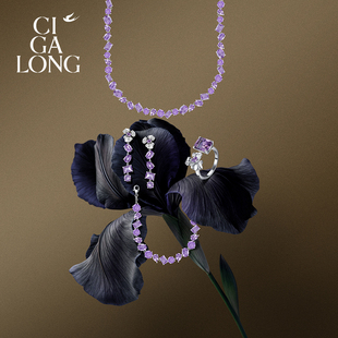 CIGALONG龙梓嘉莫奈鸢尾花紫水晶项链手链耳钉戒指珠宝新年礼物