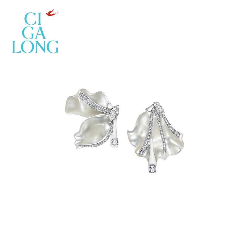 CIGALONG龙梓嘉海棠落花耳钉风花雪月新中式珠宝,珠宝/钻石/翡翠,耳饰,淘宝优惠券,粉丝福利购,淘宝优惠卷