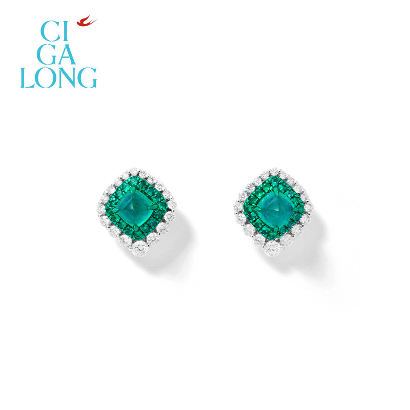 [新品]CIGALONG龙梓嘉祖母绿耳钉PT950新中式珠宝,珠宝/钻石/翡翠,耳饰,淘宝优惠券,粉丝福利购,淘宝优惠卷