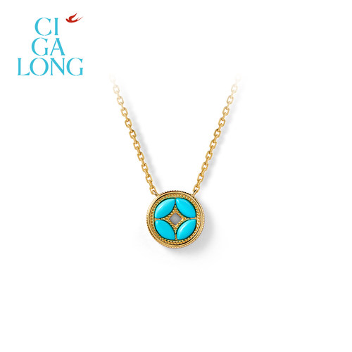 CIGALONG龙梓嘉铜钱纹绿松石项链耳钉戒指新品原创新中式珠宝