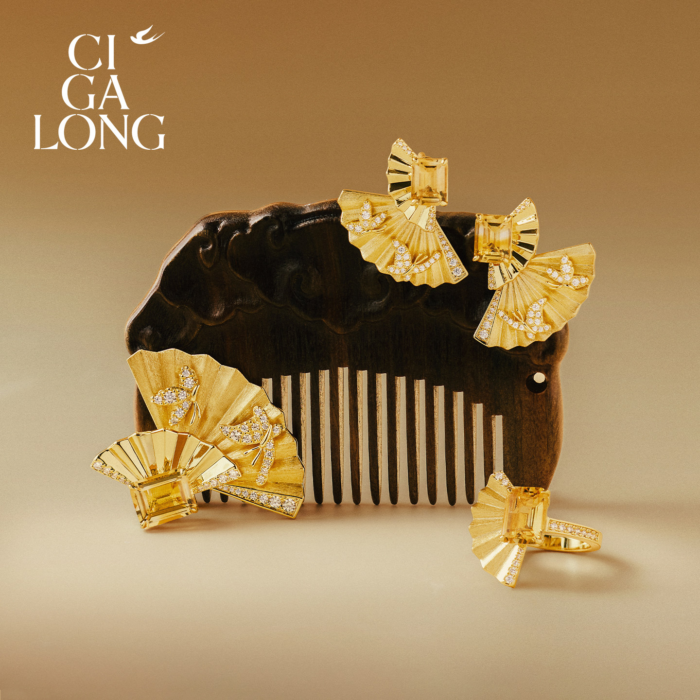 CIGALONG百蝶折扇耳钉