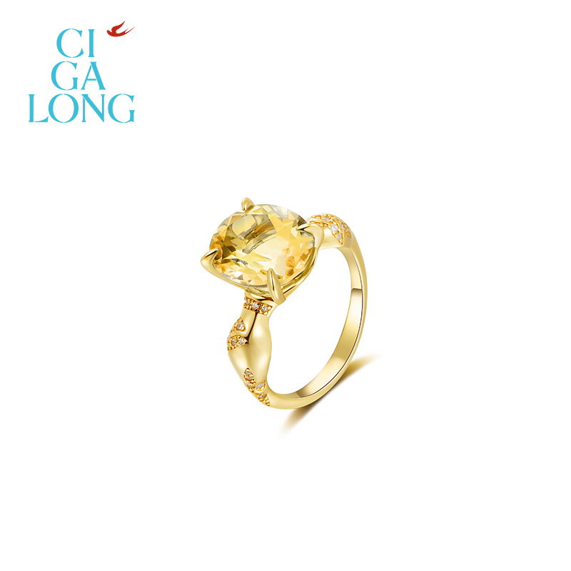 杨蓉同款CIGALONG龙梓嘉飞燕宝瓶黄水晶托帕石戒指故宫新中式珠宝