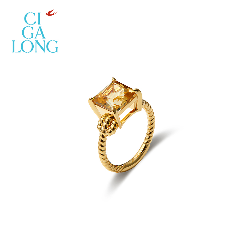 CIGALONG龙梓嘉如意结黄水晶胸针耳钉戒指新品系列原创新中式珠宝