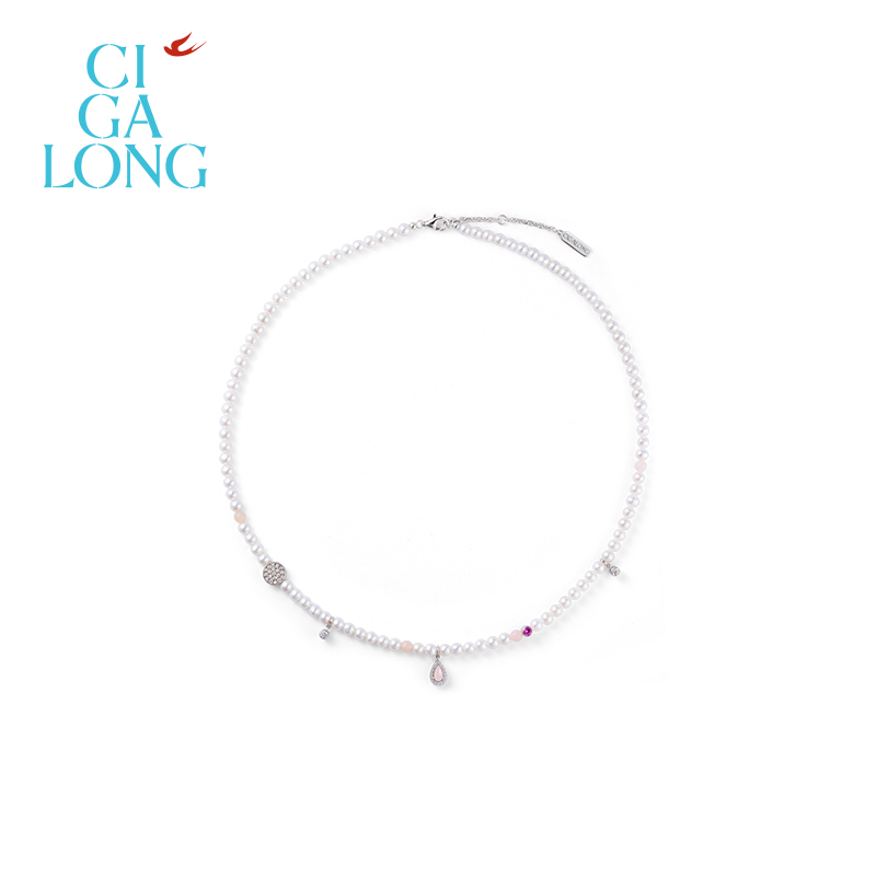 龚琳娜CIGALONG龙梓嘉九色鹿粉澳宝项链耳钉新品原创新中式珠宝