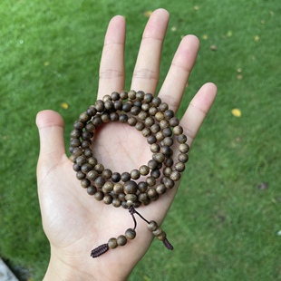 天然莺歌绿奇楠沉香手串108颗保真海南老料原木佛珠念珠6mm