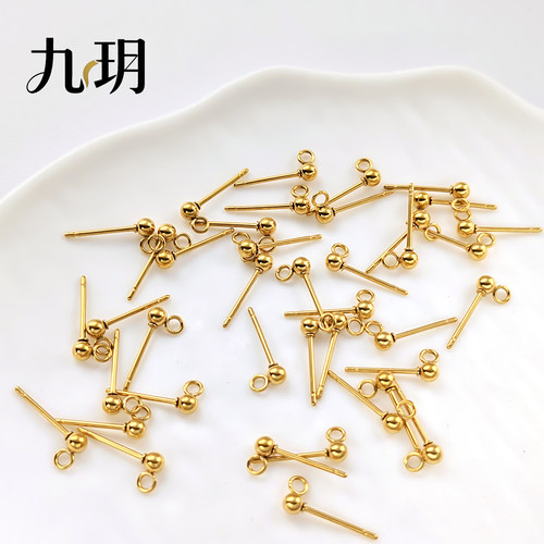 钛钢圆珠耳钉diy耳饰配件不掉色