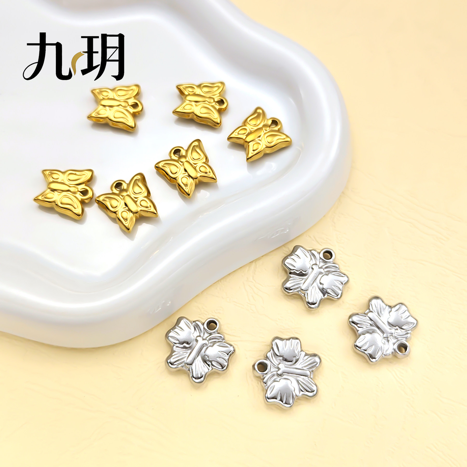 九玥 不锈钢油压蝴蝶吊坠精工电抛锁骨链吊坠真空电镀不掉色,饰品/流行首饰/时尚饰品新,其他DIY饰品配件,淘宝优惠券,粉丝福利购,淘宝优惠卷