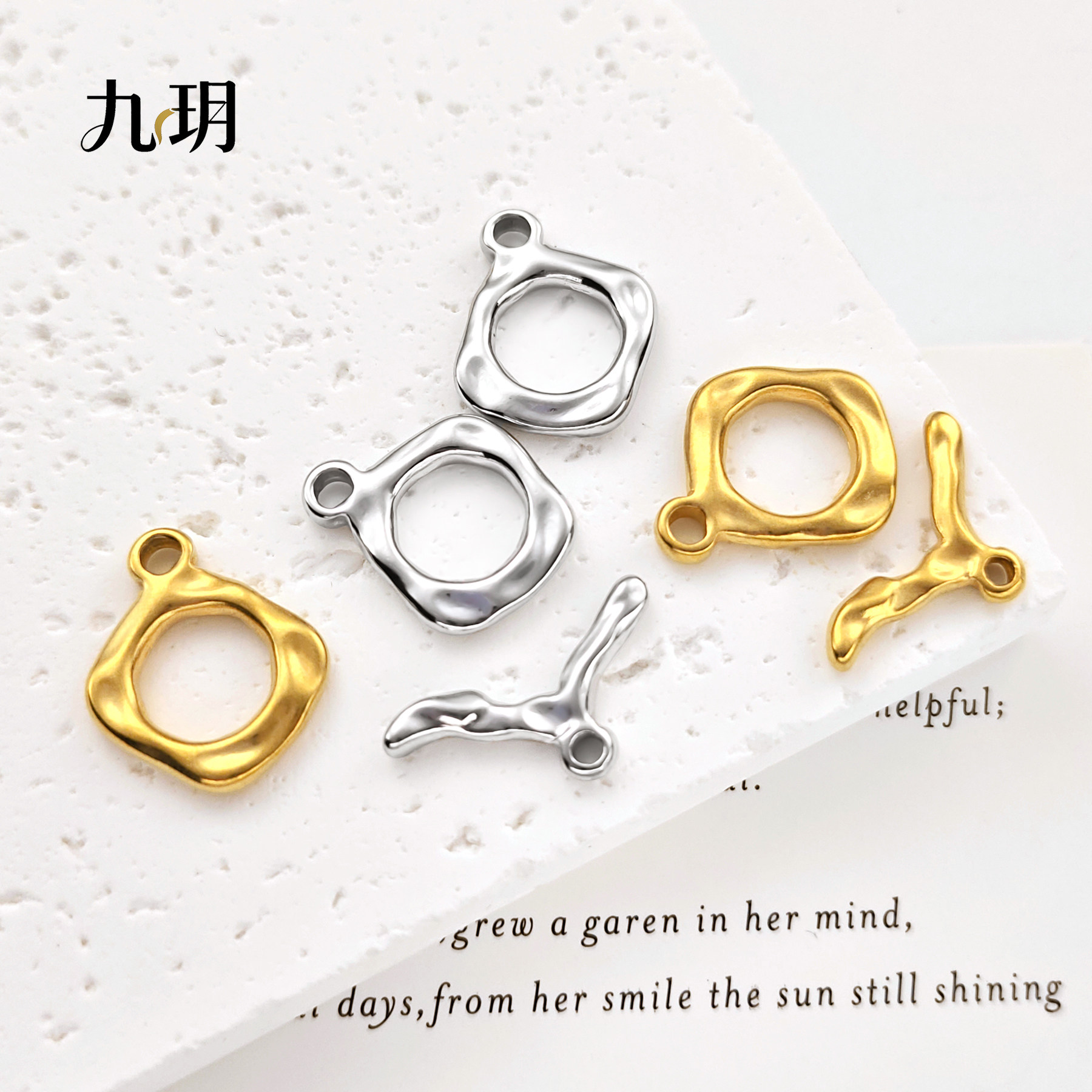 九玥饰品 不锈钢油压方形纹理OT扣diy精致异形OT扣真空镀金饰品扣,饰品/流行首饰/时尚饰品新,其他DIY饰品配件,淘宝优惠券,粉丝福利购,淘宝优惠卷