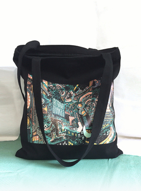 alabama shakes乐队黑白帆布包男女欧美单肩斜挎两用环保购物袋