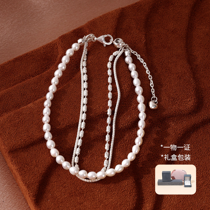 天然淡水珍珠手链4mmS925银链