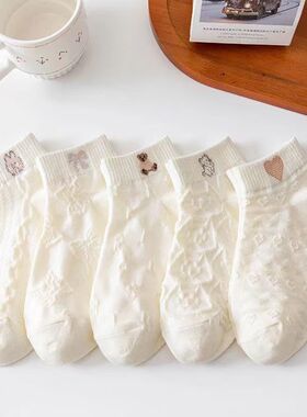 日系浅口白色短筒船袜子女春夏秋卡通可爱吸汗百搭低帮潮流学生JK