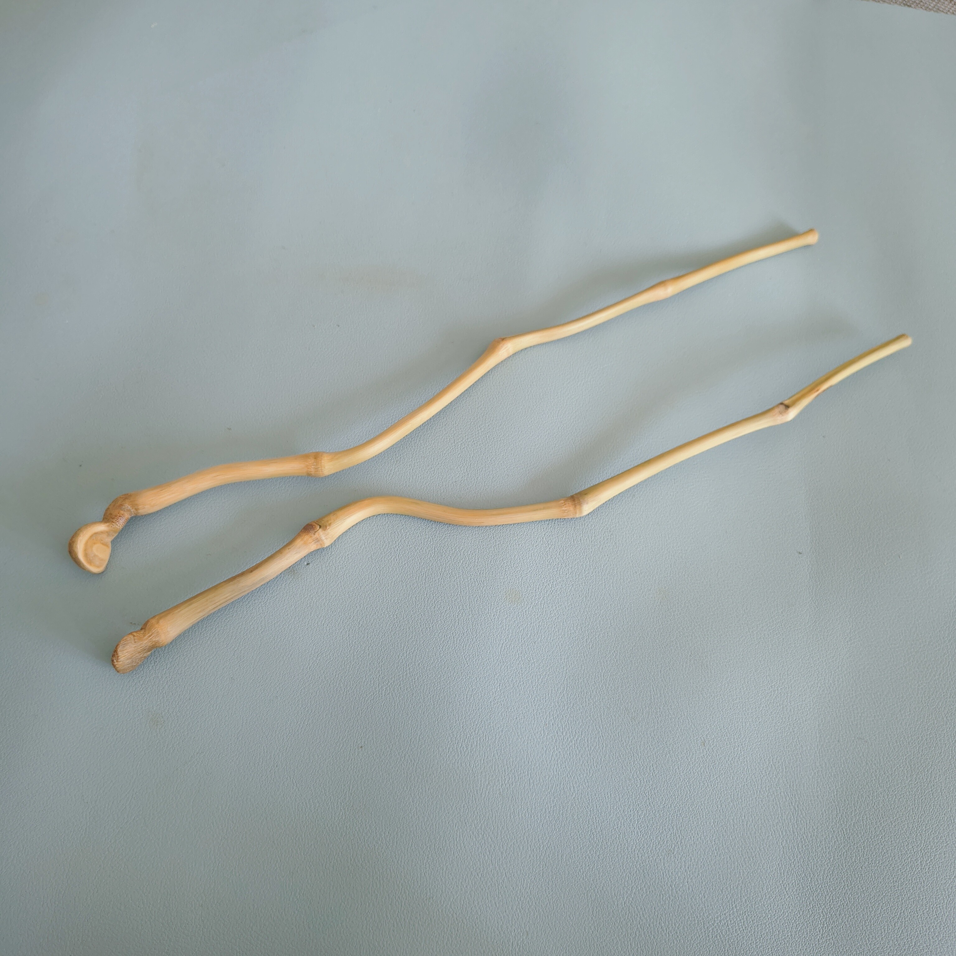 纯手工制作打磨抛光实心竹枝竹茶拨把玩如意把玩竹制品一物一图图片