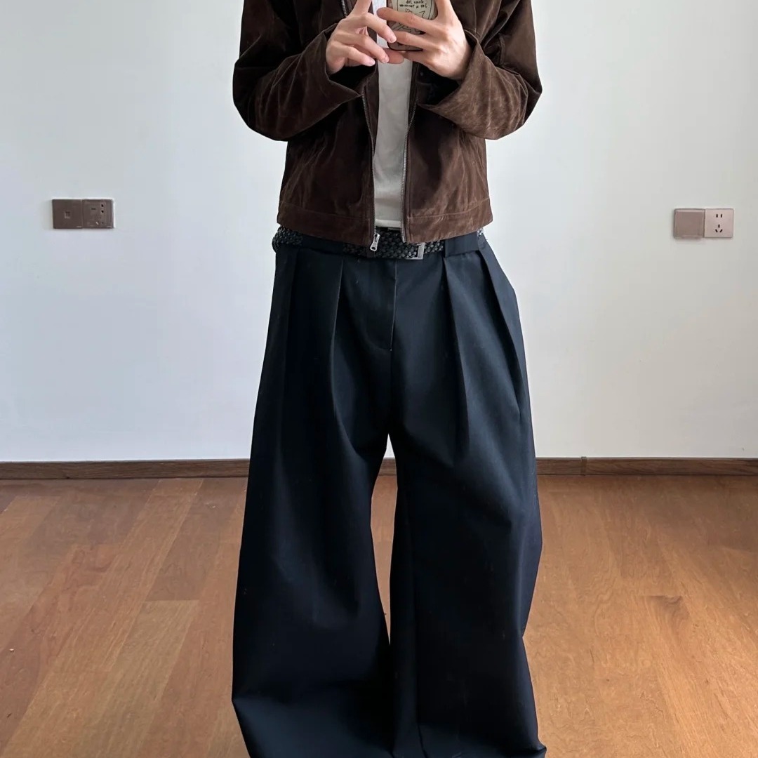 麂皮立领夹克双拉链短款外套男女