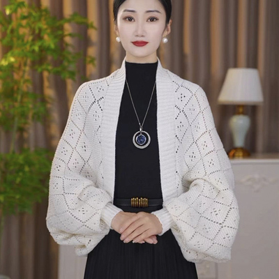 短款配裙子镂空披肩长袖上衣秋冬