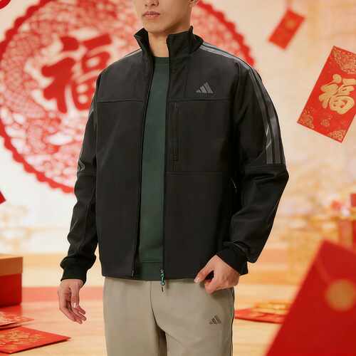 阿迪达斯加绒外套男装2026春季新款运动休闲服立领保暖夹克KR0932