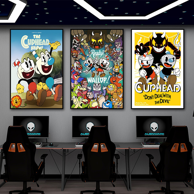 NS游戏周边挂画房间电玩店茶杯头