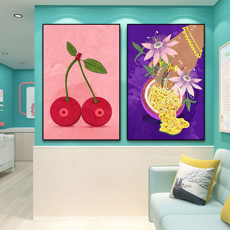 情趣酒店卫生间浴室挂画私密艺术水果插画装饰画宾馆电竞酒店壁画图片