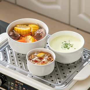 陶瓷蒸蛋碗带盖家用面碗白瓷蒸蛋羹专用碗隔水炖上班族蒸锅蒸碗