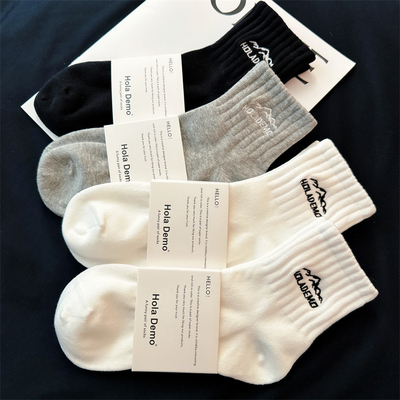 袜子男士短袜纯棉夏天雪山男袜