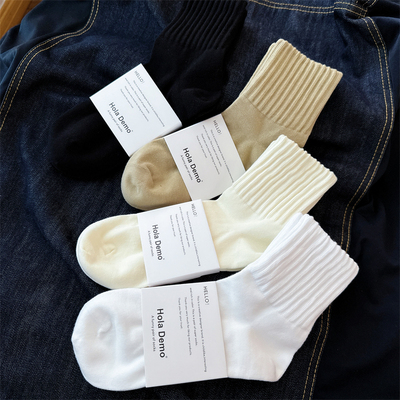 袜子男士中筒袜日系纯白色短筒袜