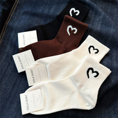 吉良先生 爱心女袜潮ins女生短袜纯棉春秋薄款 百搭棉袜女士中筒袜