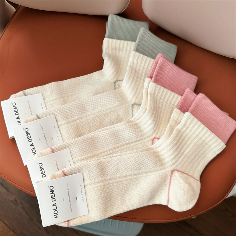 吉良先生 秋冬韩国女袜纯棉加厚毛巾底女士中筒袜潮ins拼色袜子女