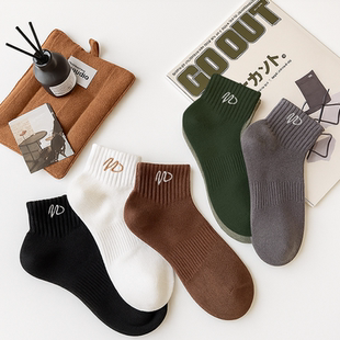 吉良先生 中筒袜纯棉袜子男日系刺绣女袜黑白色运动男生短袜 男士
