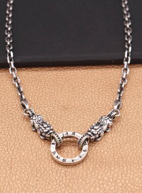 貔貅万能扣珍珠链银项链吊坠男百搭女款复古毛衣链长款