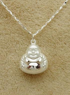 2025新款小众简约镀银佛吊坠银项链女弥勒佛挂坠银饰品生日礼物
