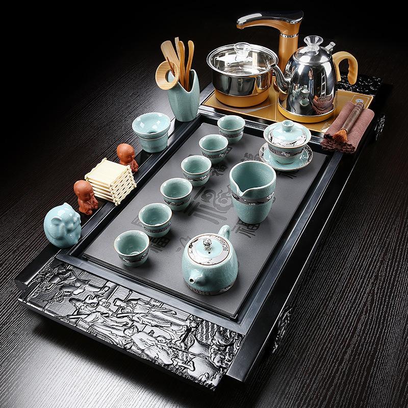 家用茶具套装茶杯办公室会客家用客厅整套茶台茶道茶盘一体电磁炉