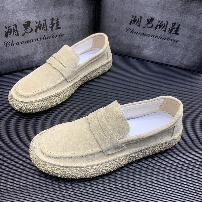 潮流复古懒人鞋翻毛皮一脚蹬豆豆鞋子男款时尚英伦风百搭休闲板鞋,运动鞋new,运动休闲鞋,淘宝优惠券,粉丝福利购,淘宝优惠卷