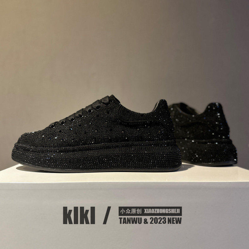 ins超火男鞋水钻亮面帅气炸街网红老爹鞋厚底夜店理发师潮鞋,运动鞋new,其它运动鞋,淘宝优惠券,粉丝福利购,淘宝优惠卷