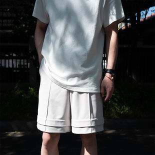 CHANSUER新视觉日本重磅三醋酸弹力透气垂感时尚 男 休闲百慕大短裤