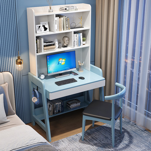 实木简约小户型家用书桌书架