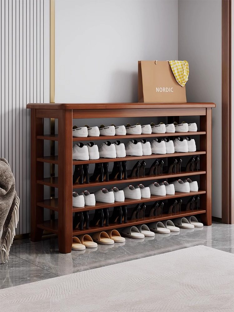 家用门口全实木鞋架大容量多层一体收纳鞋柜现代简约玄关入户鞋架