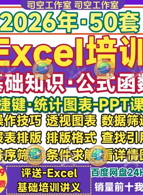 excel培训PPT模板基础知识快捷键公式函数据图表技巧教程教学课件