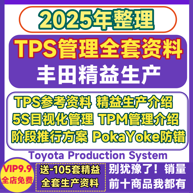 TPS豐田式 管理資料精益生產(chǎn)推進計劃5S目視化管理TPM知識規(guī)范資料
