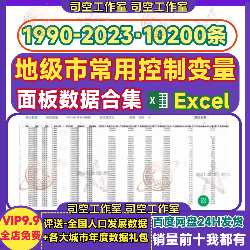 全国1990-2023年地级市常用控制变量全国300个城市面板数据excel