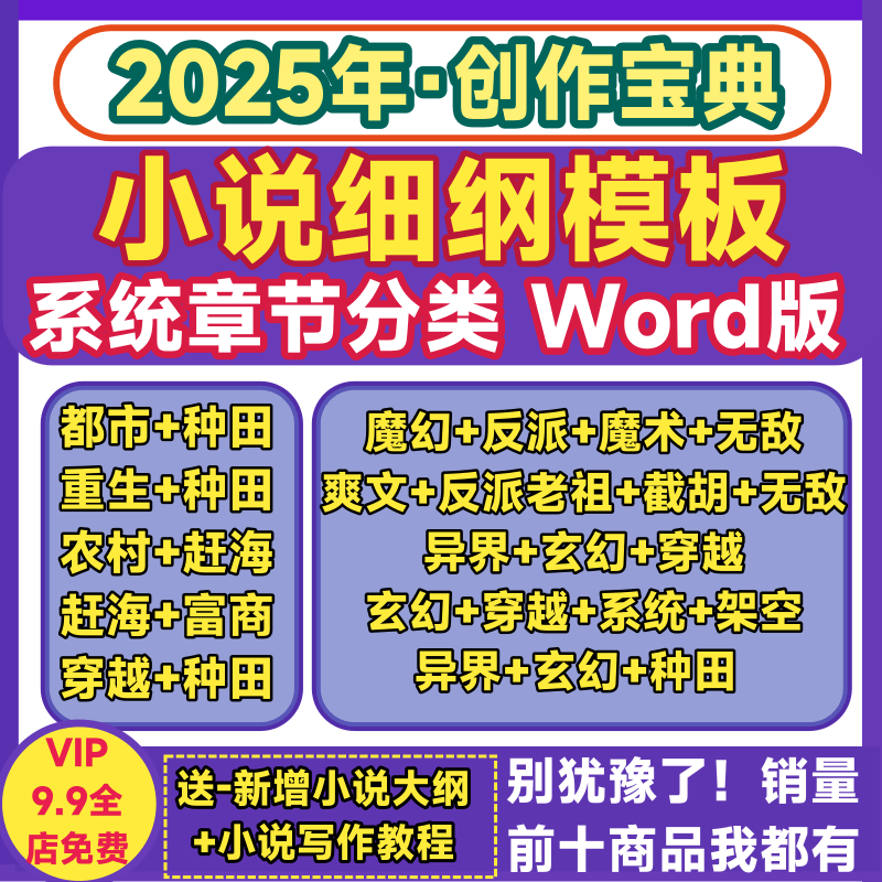 小说大纲细纲模版爽文反派玄幻种田都市异界魔幻网络小说写作教程