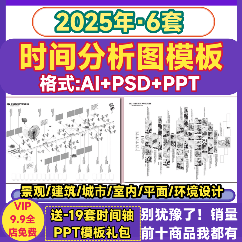 时间轴分析图模板高级风ai/psd/ppt历史Timeline设计作品集源文件