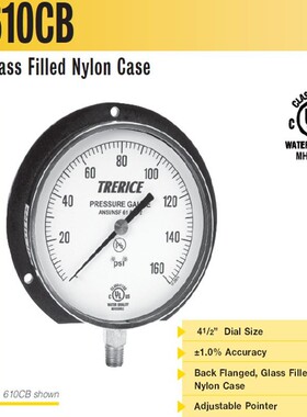 美国TRERICE 610CB 高精密不锈钢压力表 尼龙玻璃表 壳铜机芯