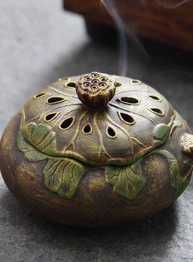 厂家直销仿古陶瓷家用室内供佛檀香炉创意家居茶道供奉盘香炉