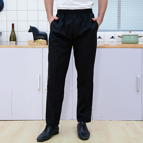 现货批发厨师工作裤酒店制服裤厨房条纹厨师裤餐厅服务员全松紧