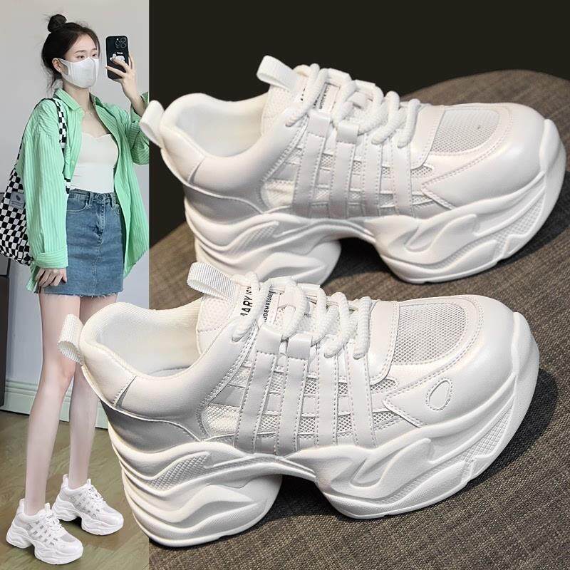 香港白色老爹鞋女2026春季新款巨好看厚底百搭增高运动超火爆款