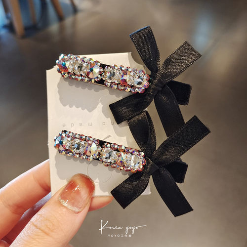 刘海鸭嘴发夹镶钻蝴蝶结