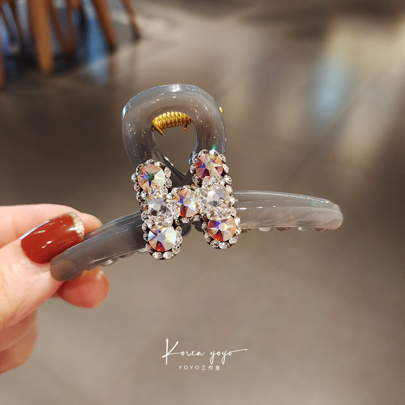 彩色树脂6厘米可半夹刘海抓夹水晶镶钻鲨鱼夹马尾夹子头饰女发夹