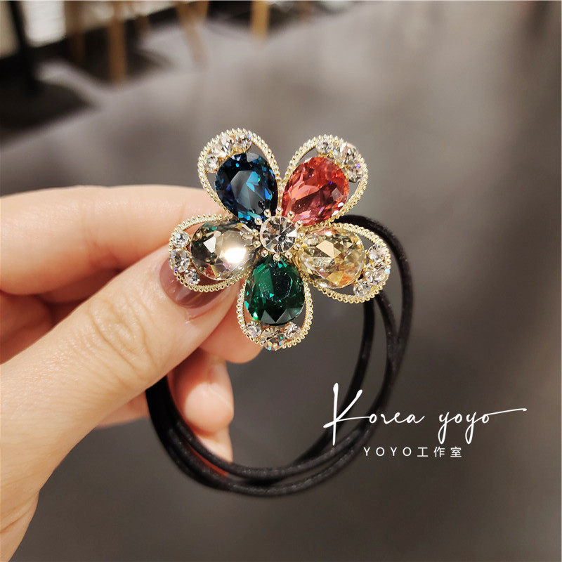 镶钻水晶花森女系肠圈马尾发饰